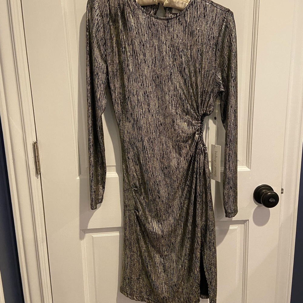 New with tags Elegant Metallic Long Sleeve Dress